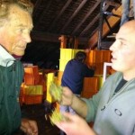 Yannick shows Jerry grapes at Jacques Horowitz vineyard La Maison du Moulin Reverolles